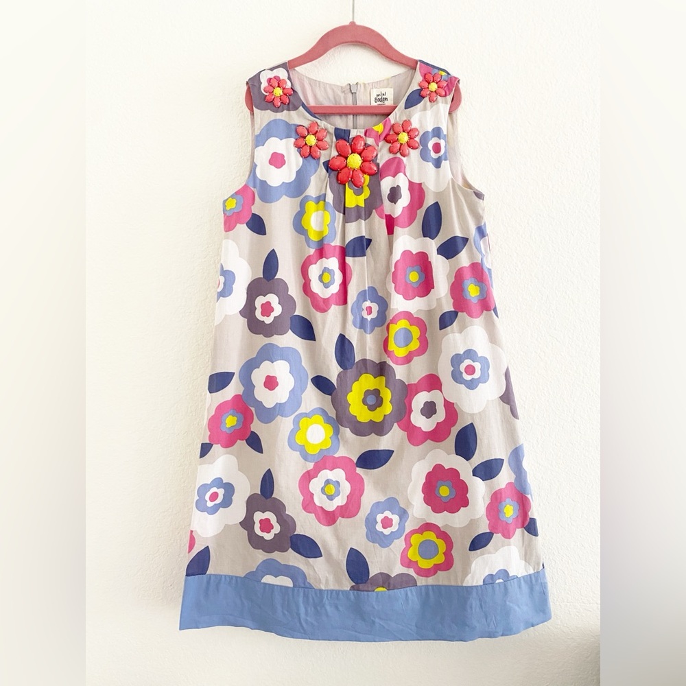 Mini Boden Floral Dress with Beading Size 11-12